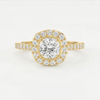 Cushion Shape Round Brilliant Side Stone Engagement Ring