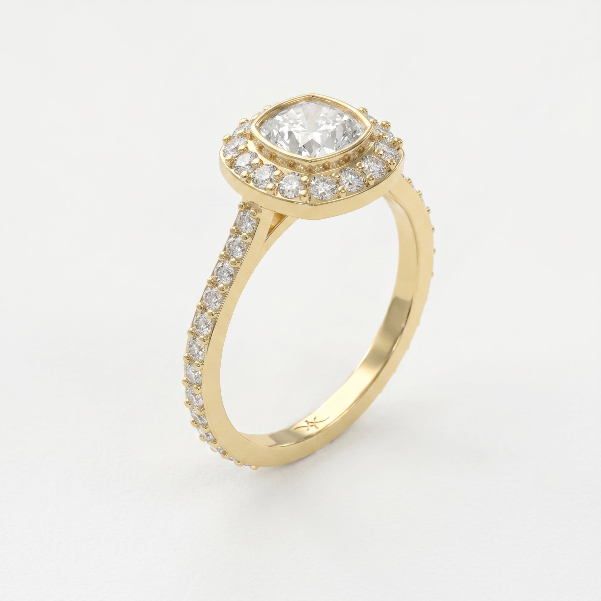 Cushion Shape Round Brilliant Side Stone Engagement Ring