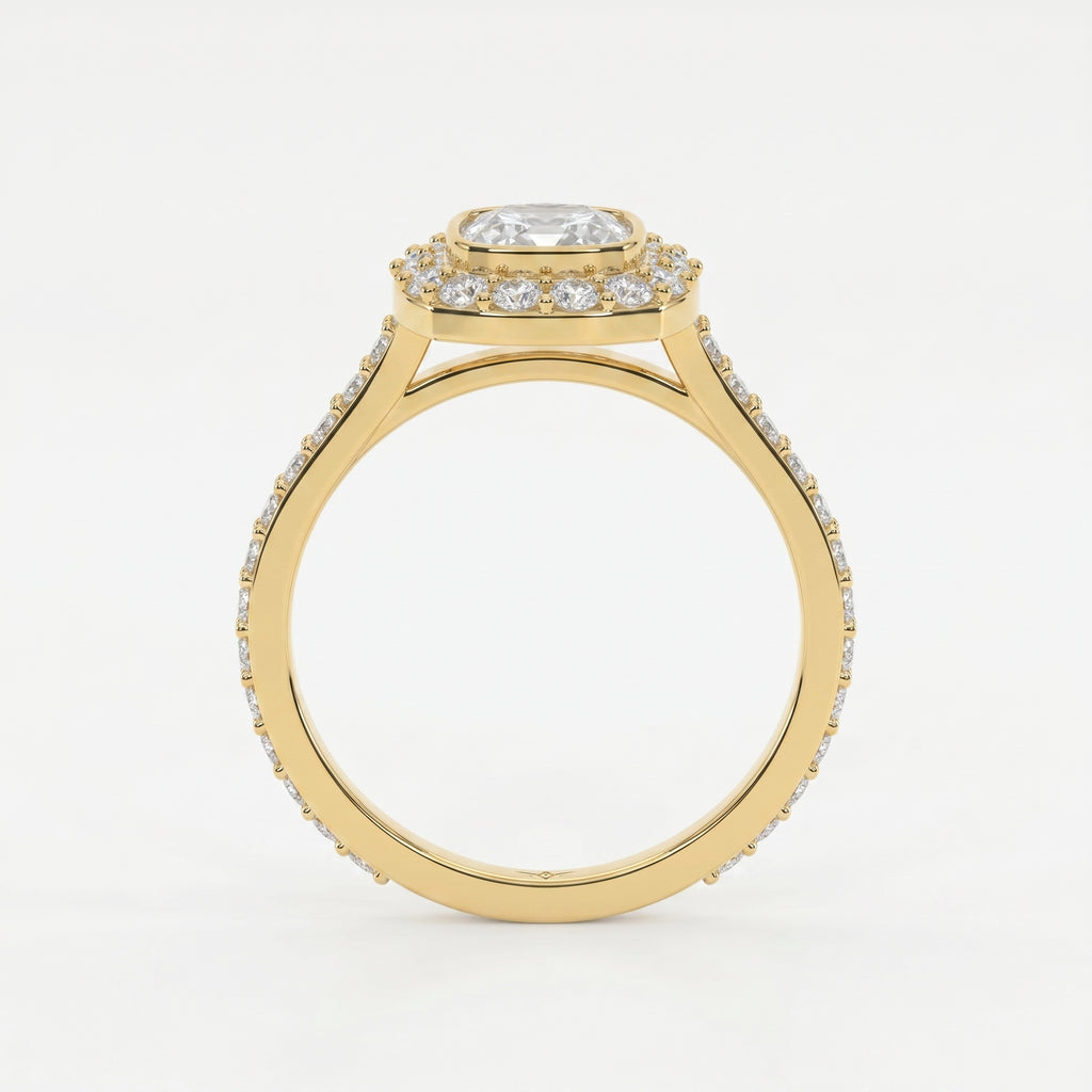 Cushion Shape Round Brilliant Side Stone Engagement Ring