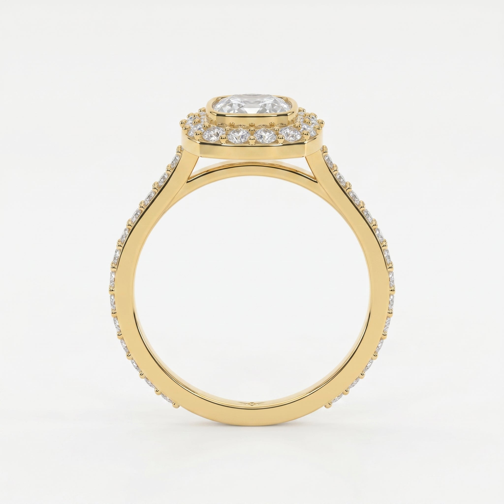 Cushion Shape Round Brilliant Side Stone Engagement Ring