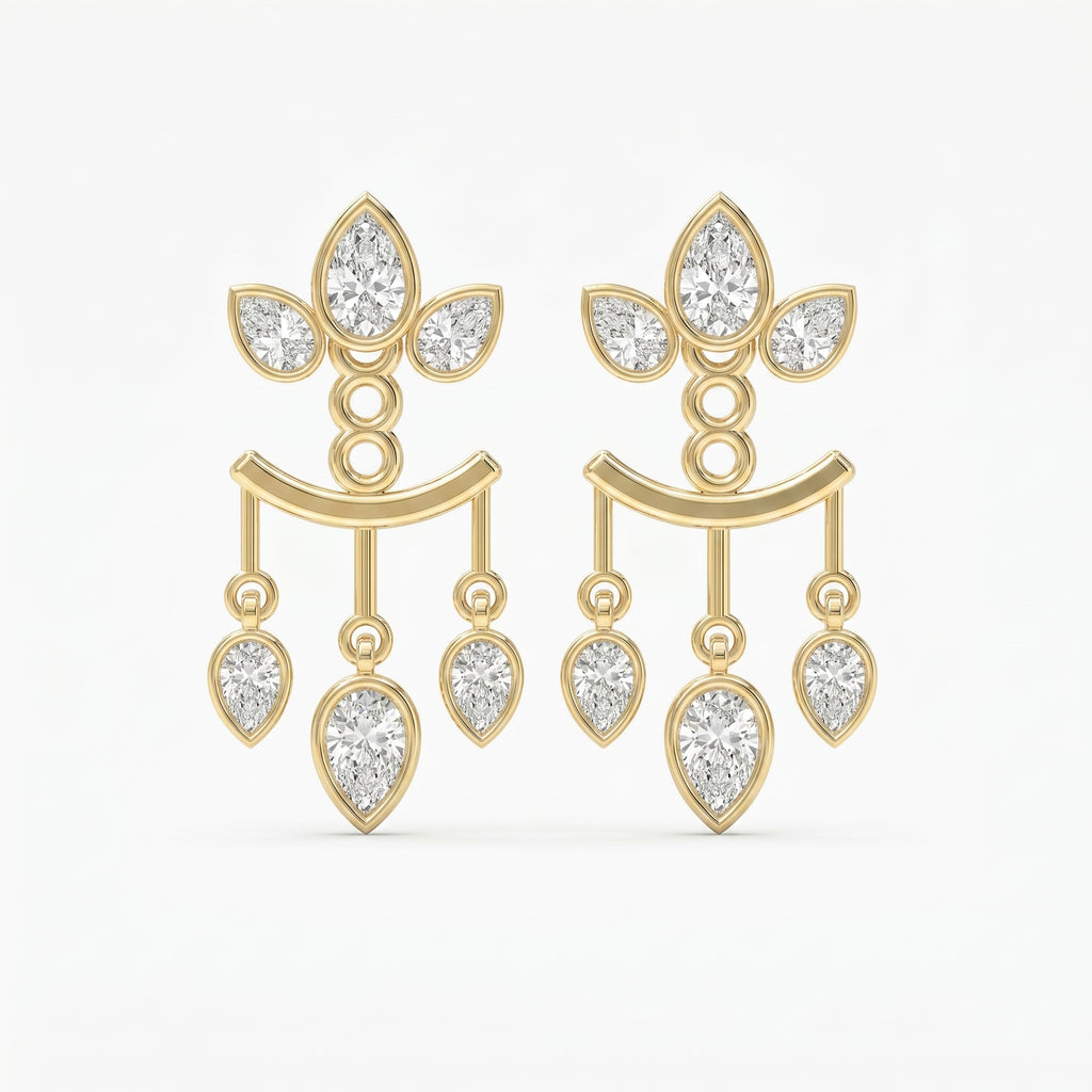 Pear Diamond Regal Teardrop Chandelier Fashion Earrings