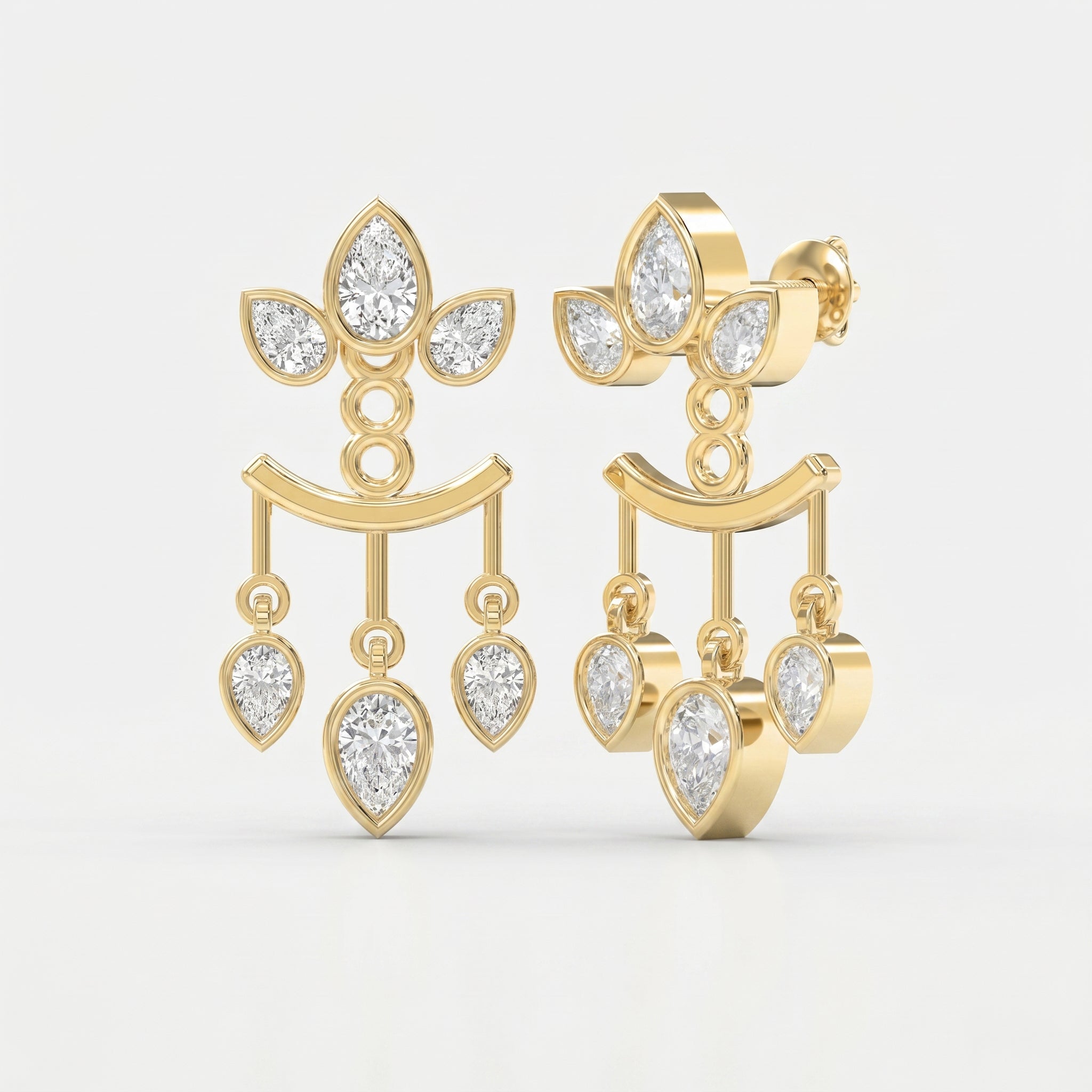 Pear Diamond Regal Teardrop Chandelier Fashion Earrings