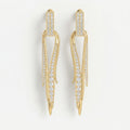 Baguette & Round Diamond Long Statement Fashion Earrings