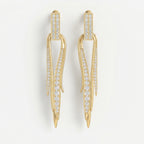 Baguette & Round Diamond Long Statement Fashion Earrings