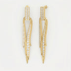 Baguette & Round Diamond Long Statement Fashion Earrings