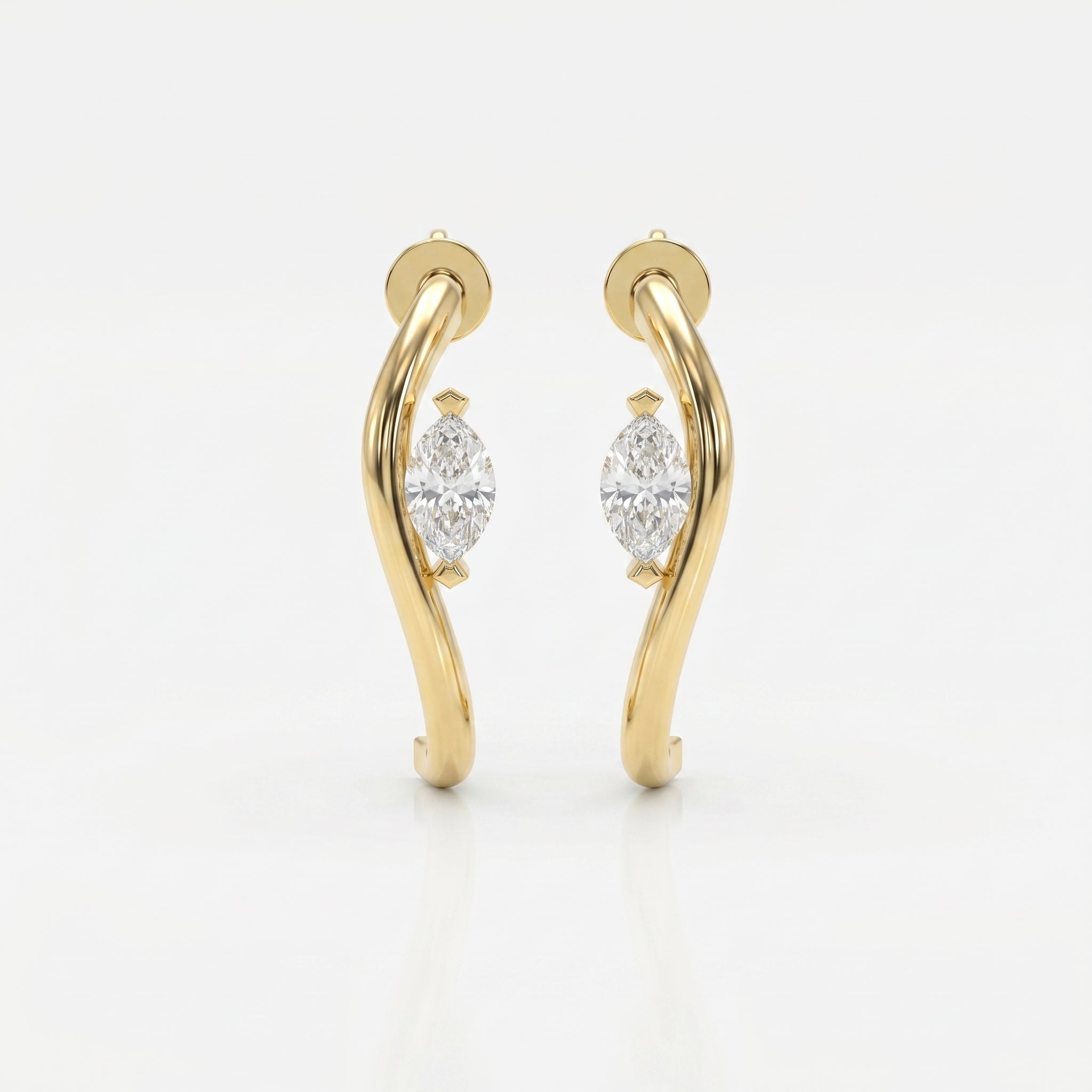 Marquise Diamond Curvy Embrace Fashion Earrings