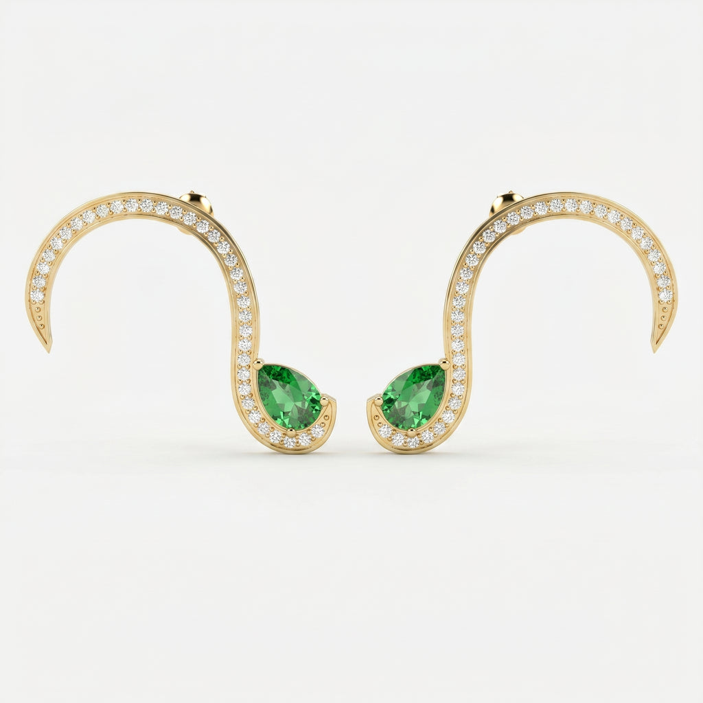 Green Gemstone Trance Pavé Fashion Earrings