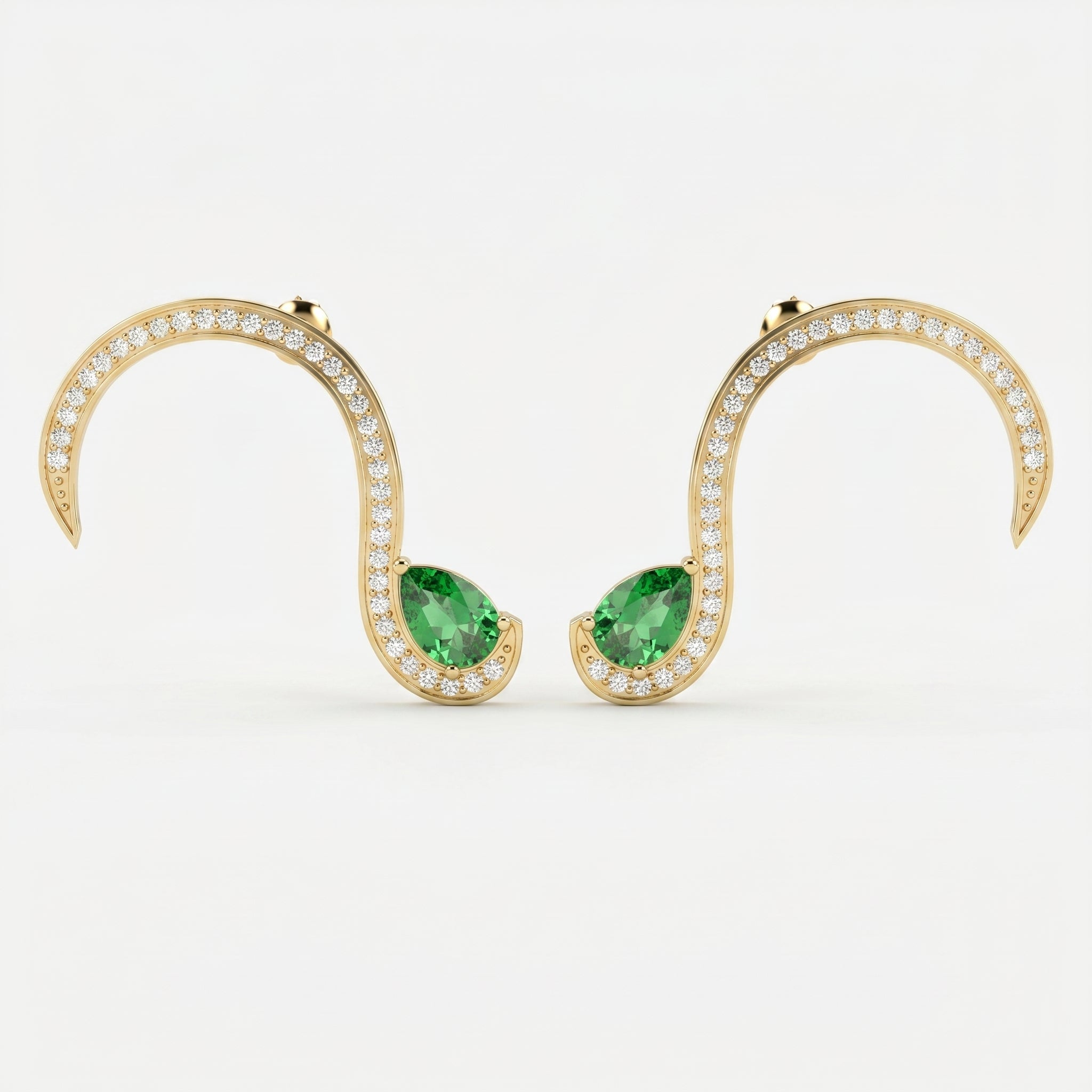 Green Gemstone Trance Pavé Fashion Earrings