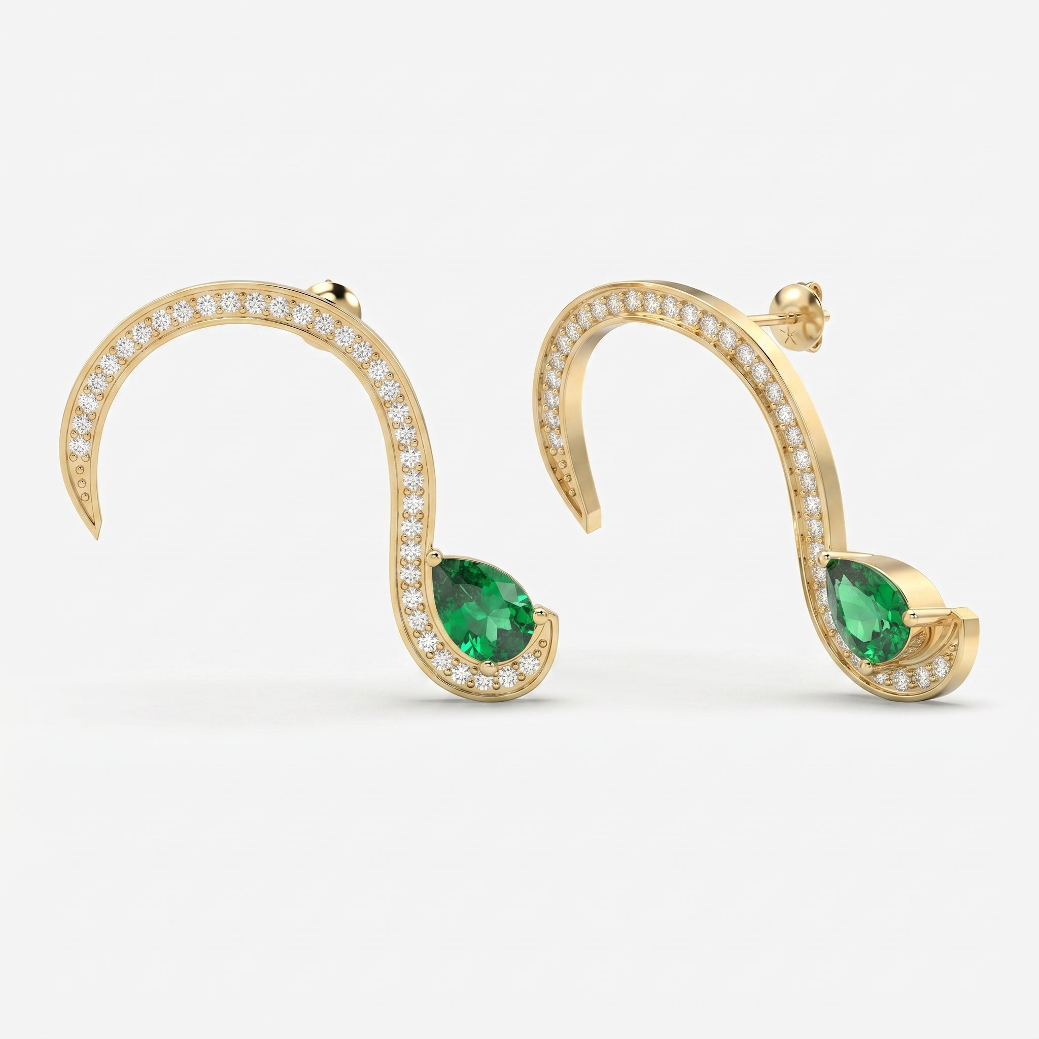 Green Gemstone Trance Pavé Fashion Earrings