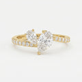 Two-Stone Pear Shaped Diamond Bypass Side Stone Engagement Ring