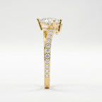 Two-Stone Pear Shaped Diamond Bypass Side Stone Engagement Ring