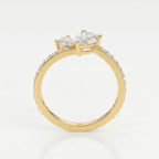 Two-Stone Pear Shaped Diamond Bypass Side Stone Engagement Ring