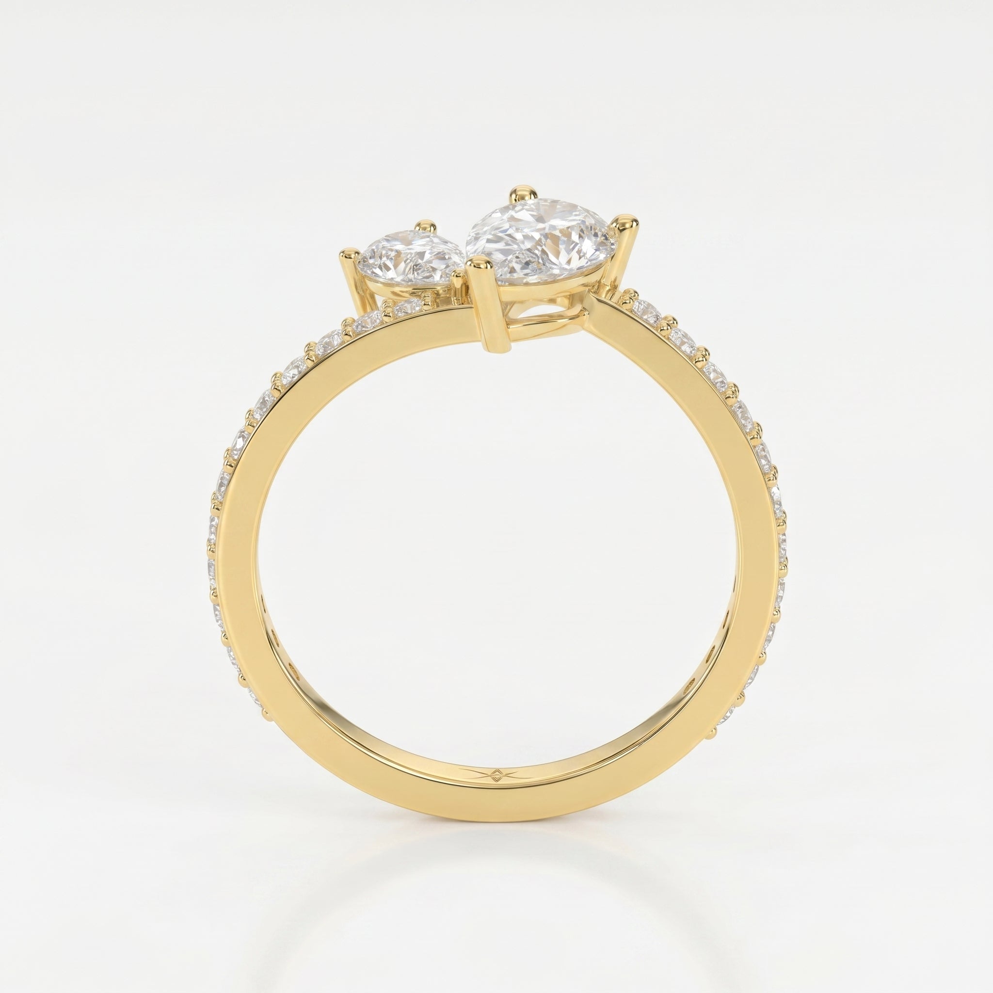 Two-Stone Pear Shaped Diamond Bypass Side Stone Engagement Ring