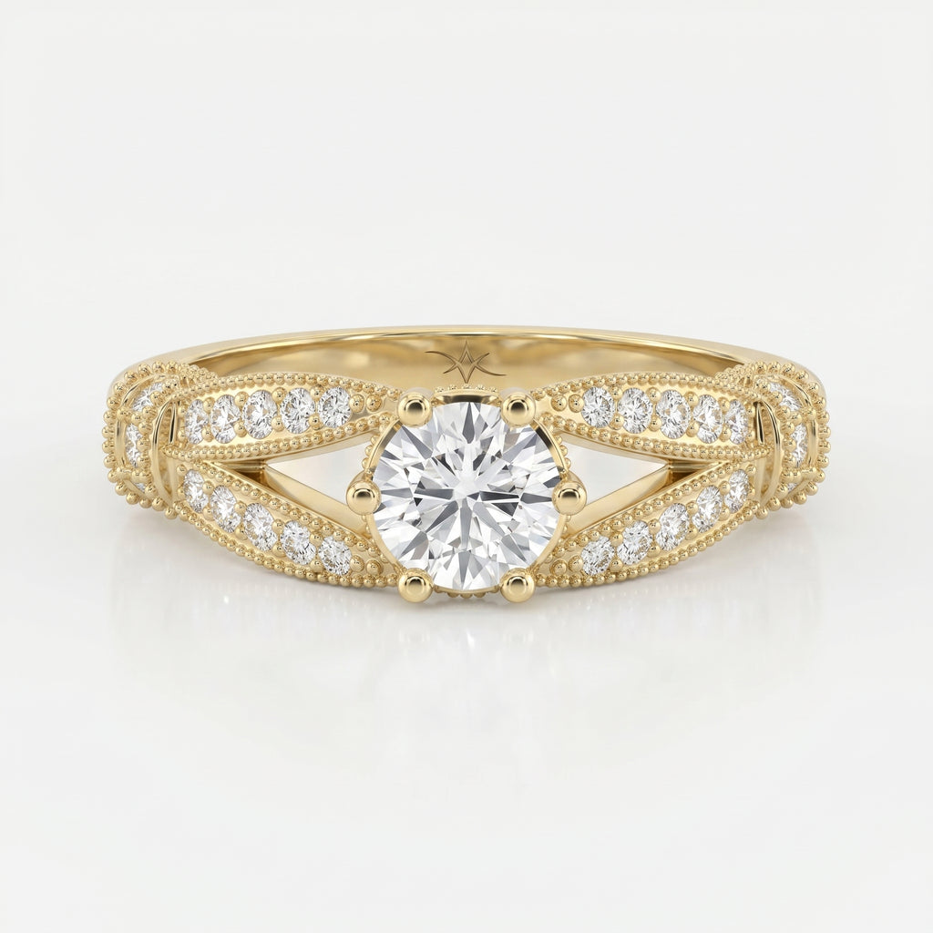 Round Diamond Valencia Design Vintage Ring