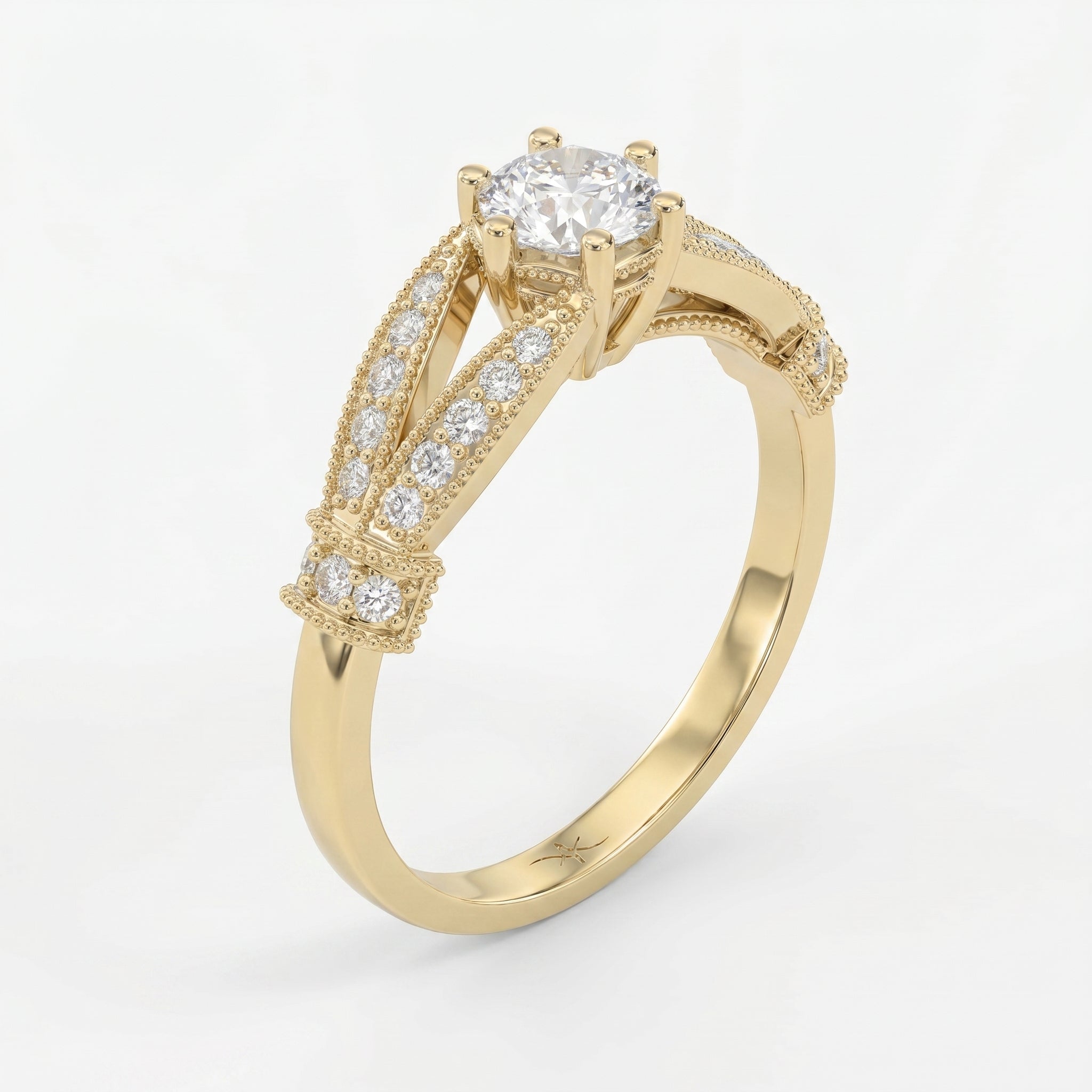 Round Diamond Valencia Design Vintage Ring