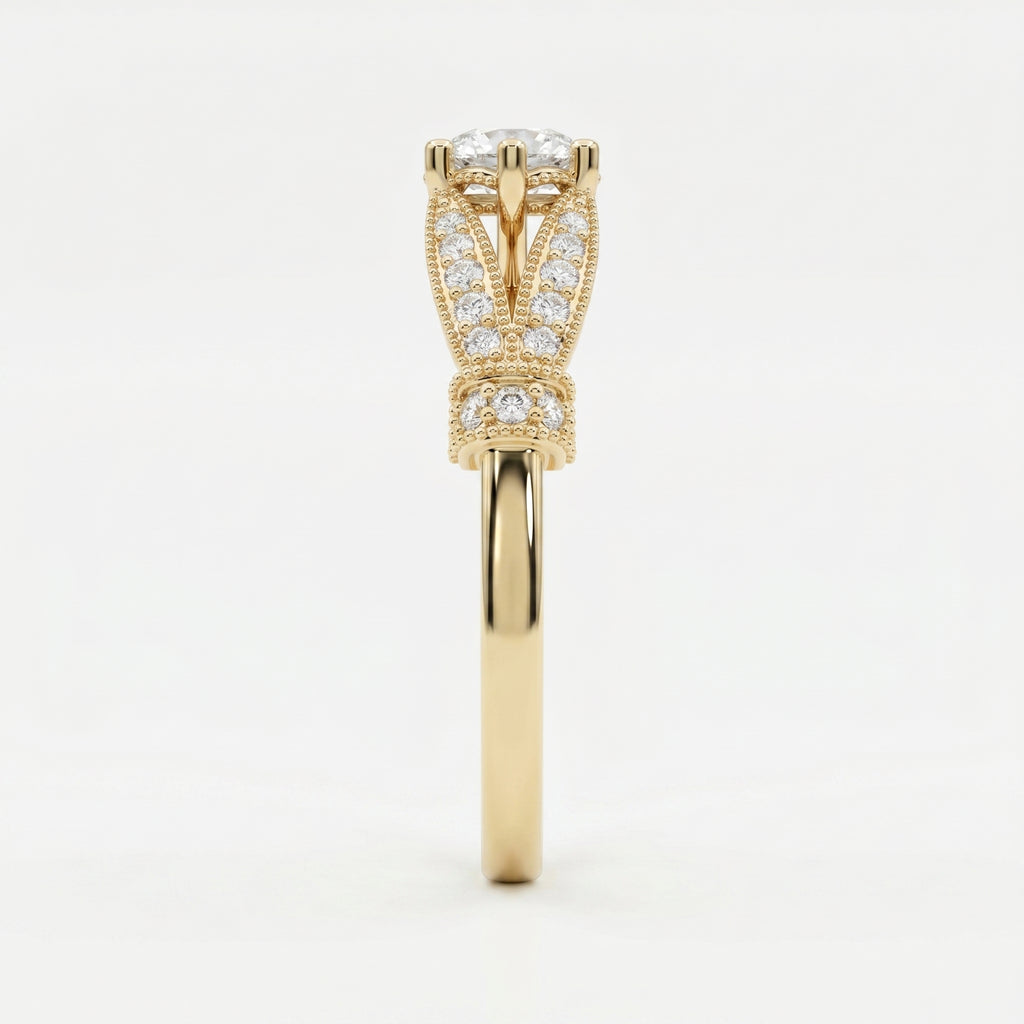 Round Diamond Valencia Design Vintage Ring