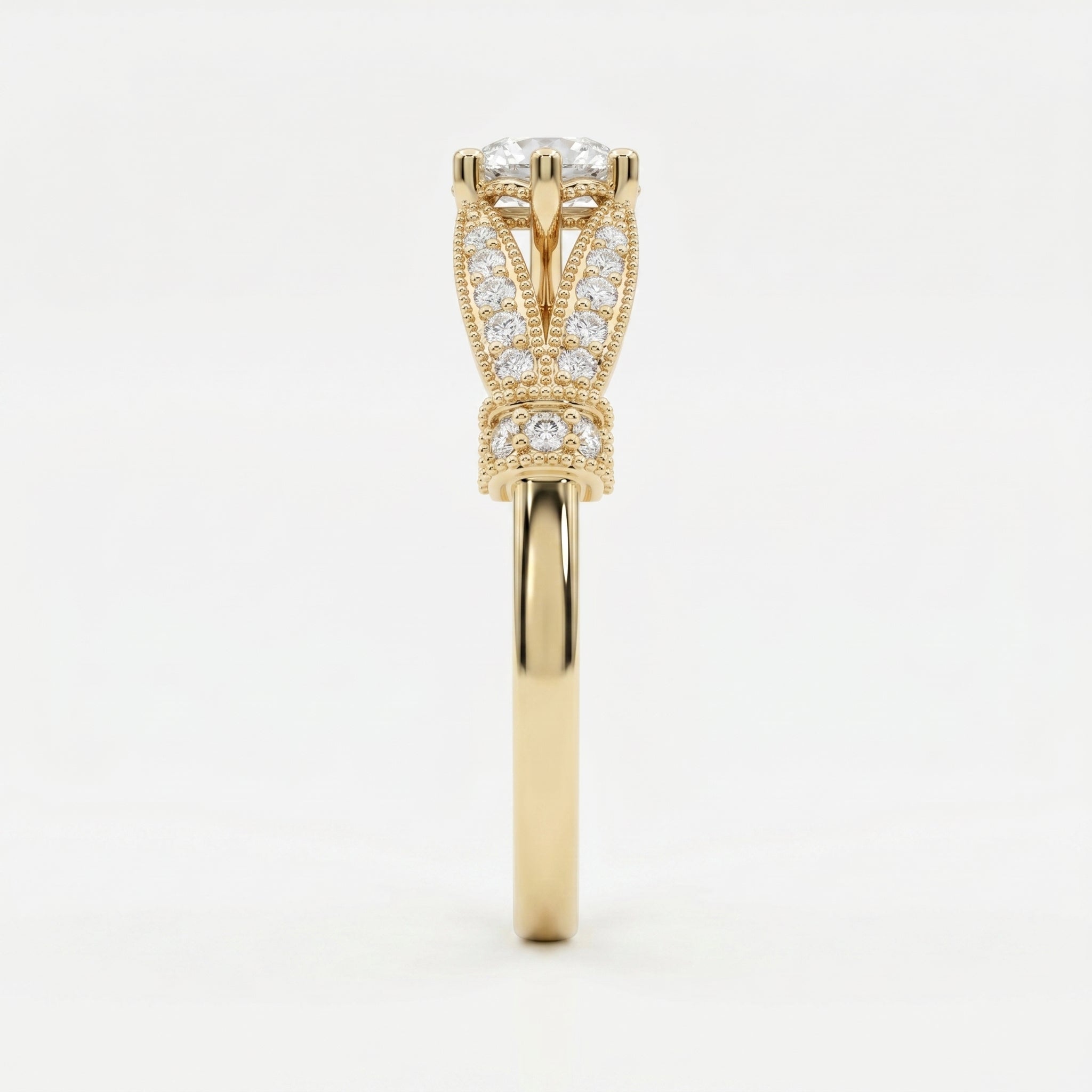 Round Diamond Valencia Design Vintage Ring