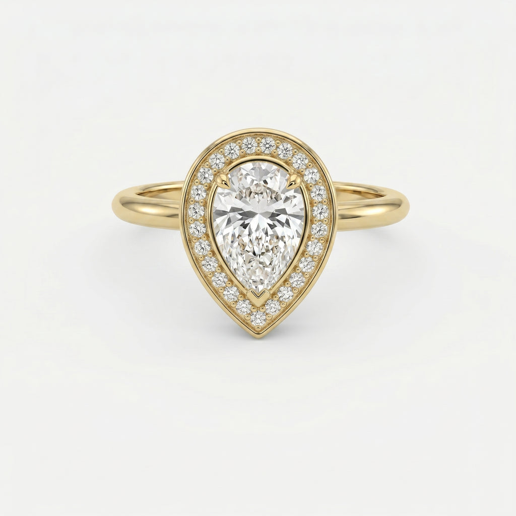 Pear Shape Halo Engagement Ring