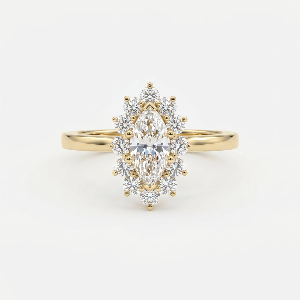 Marquise Halo Solitaire Engagement Ring