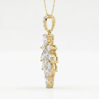 Marquise & Pear Cut Diamond Floral Pendant Necklace