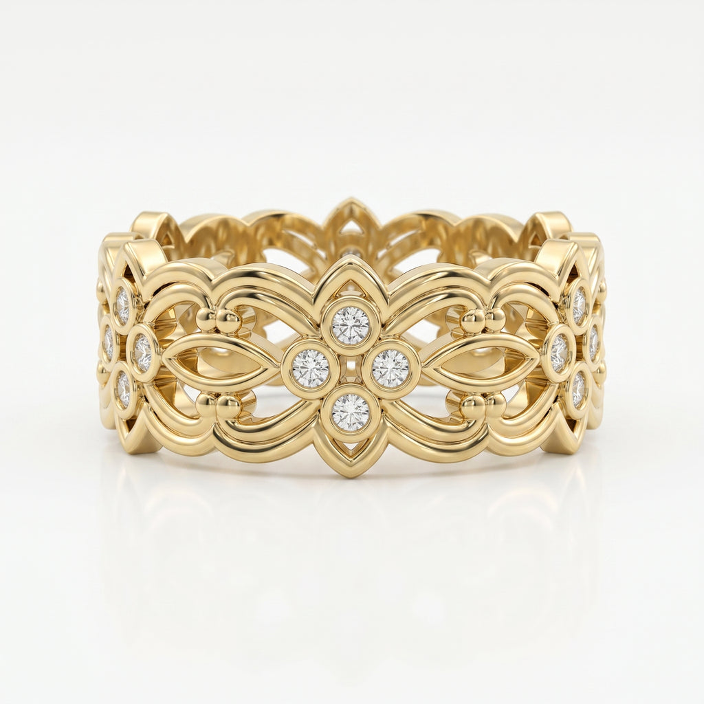 Floral Diamond Wide Vintage Band