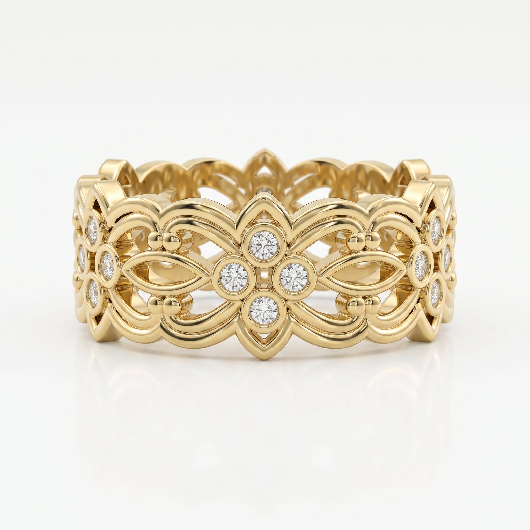 Floral Diamond Wide Vintage Band