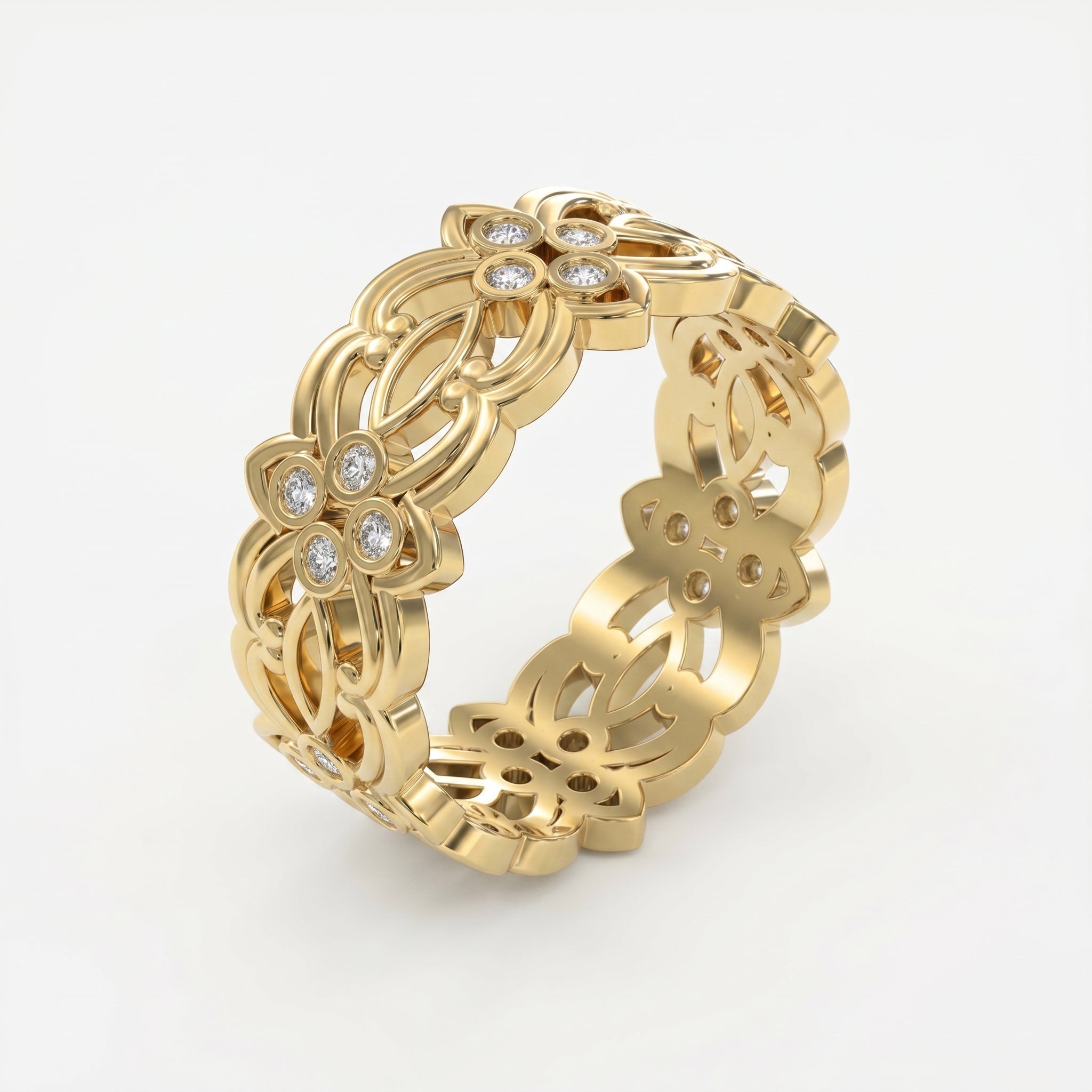 Floral Diamond Wide Vintage Band
