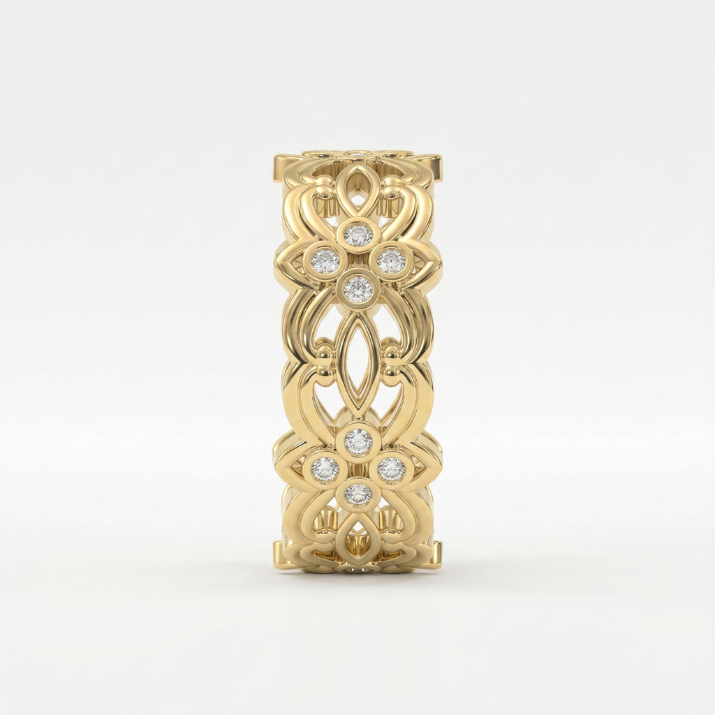 Floral Diamond Wide Vintage Band