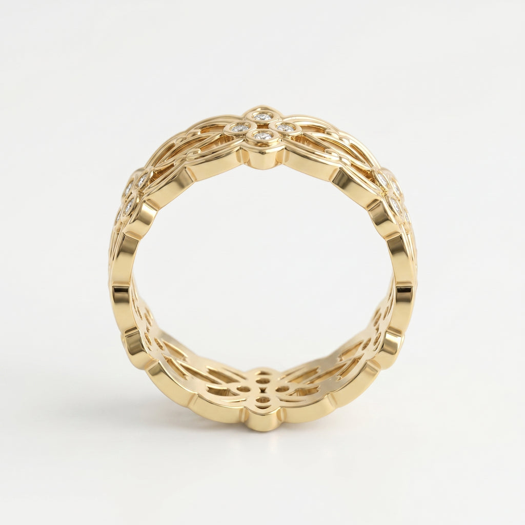 Floral Diamond Wide Vintage Band