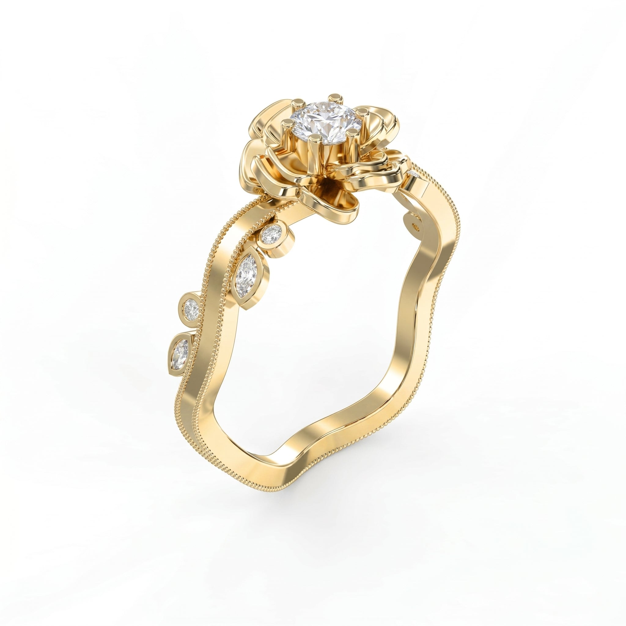 Custom Floral-Inspired Diamond Ring