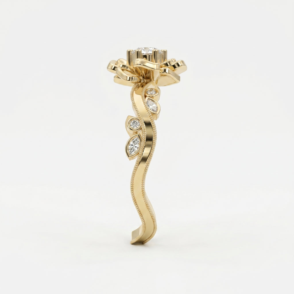 Custom Floral-Inspired Diamond Ring