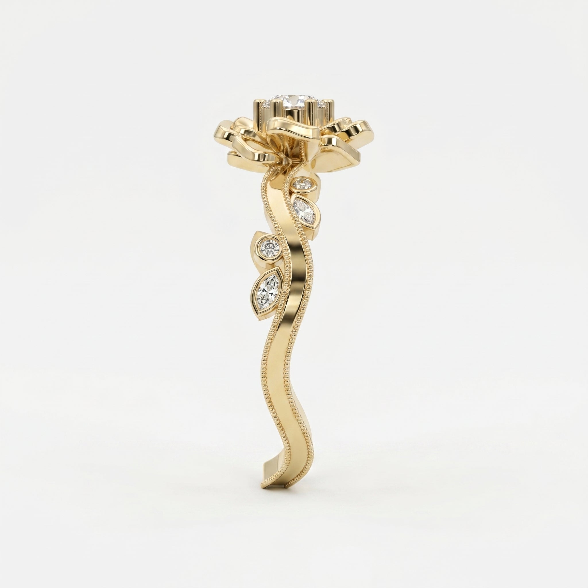 Custom Floral-Inspired Diamond Ring