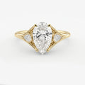 Custom 4‑Prong Diamond Ring with Bezel‑Set Pear Side Stones