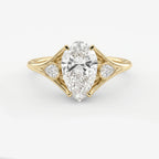 Custom 4‑Prong Diamond Ring with Bezel‑Set Pear Side Stones
