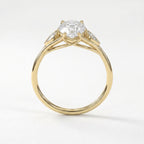 Custom 4‑Prong Diamond Ring with Bezel‑Set Pear Side Stones