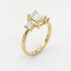 The Axis Trio Emerald Ring