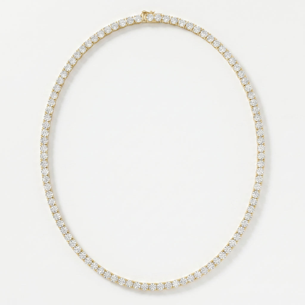 Experience timeless sparkle Round Diamond Tennis Necklace