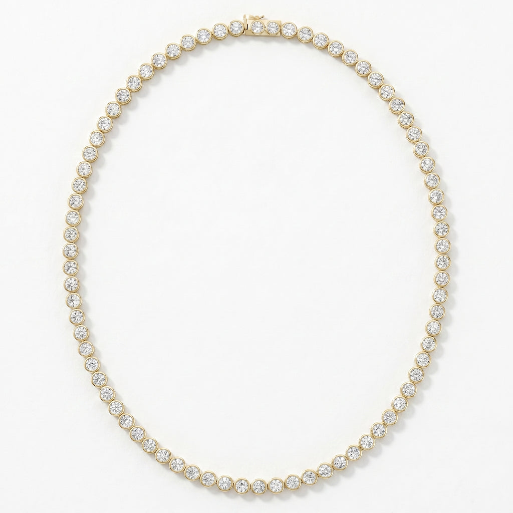 Round Shape Diamond Tennis Necklace