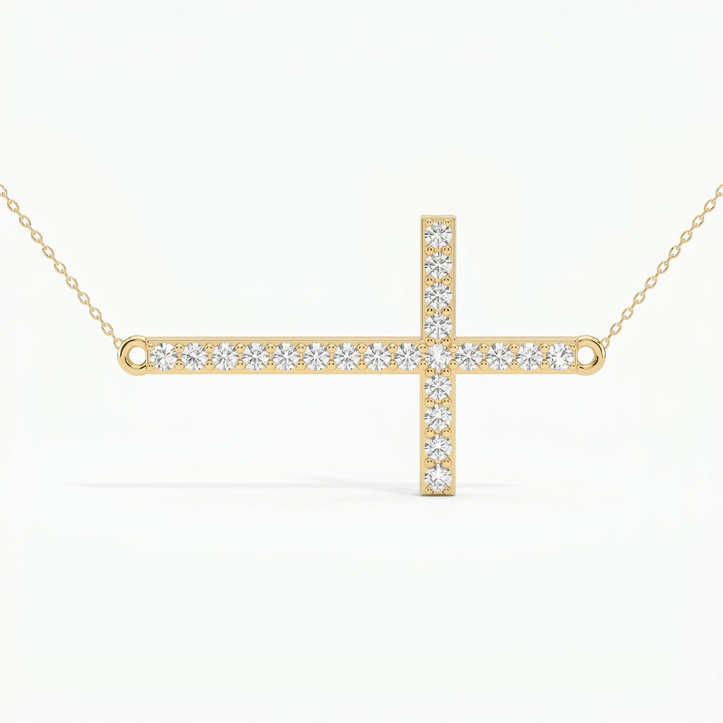 Side Way Cross Fashion Necklace