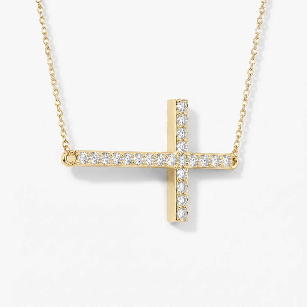 Side Way Cross Fashion Necklace