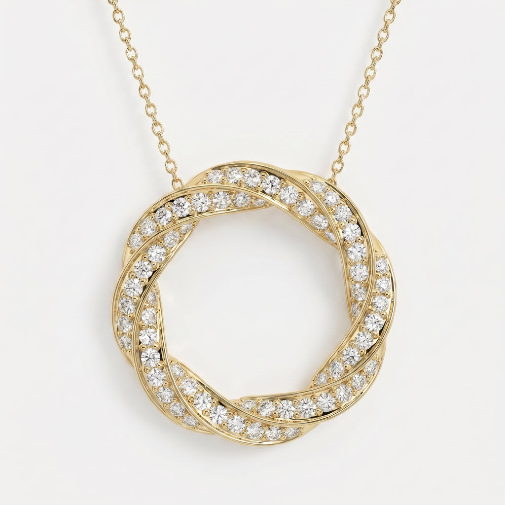 Round Diamond Twisted Circle of Life Fashion Necklace