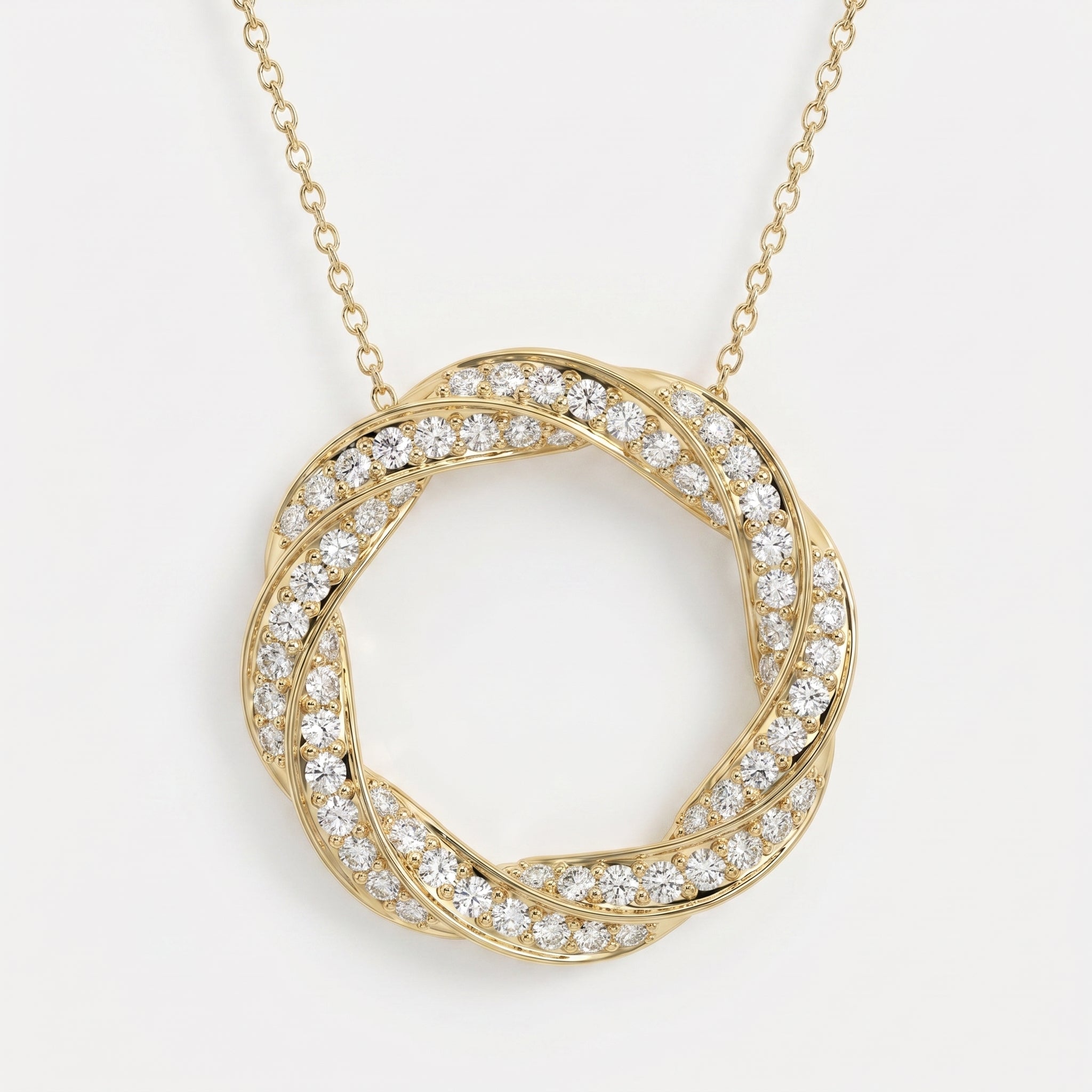 Round Diamond Twisted Circle of Life Fashion Necklace