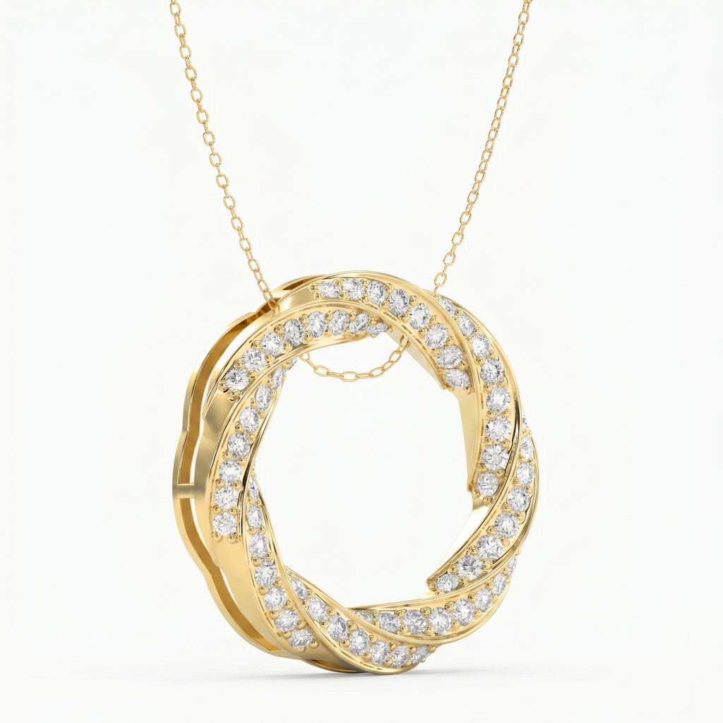 Round Diamond Twisted Circle of Life Fashion Necklace