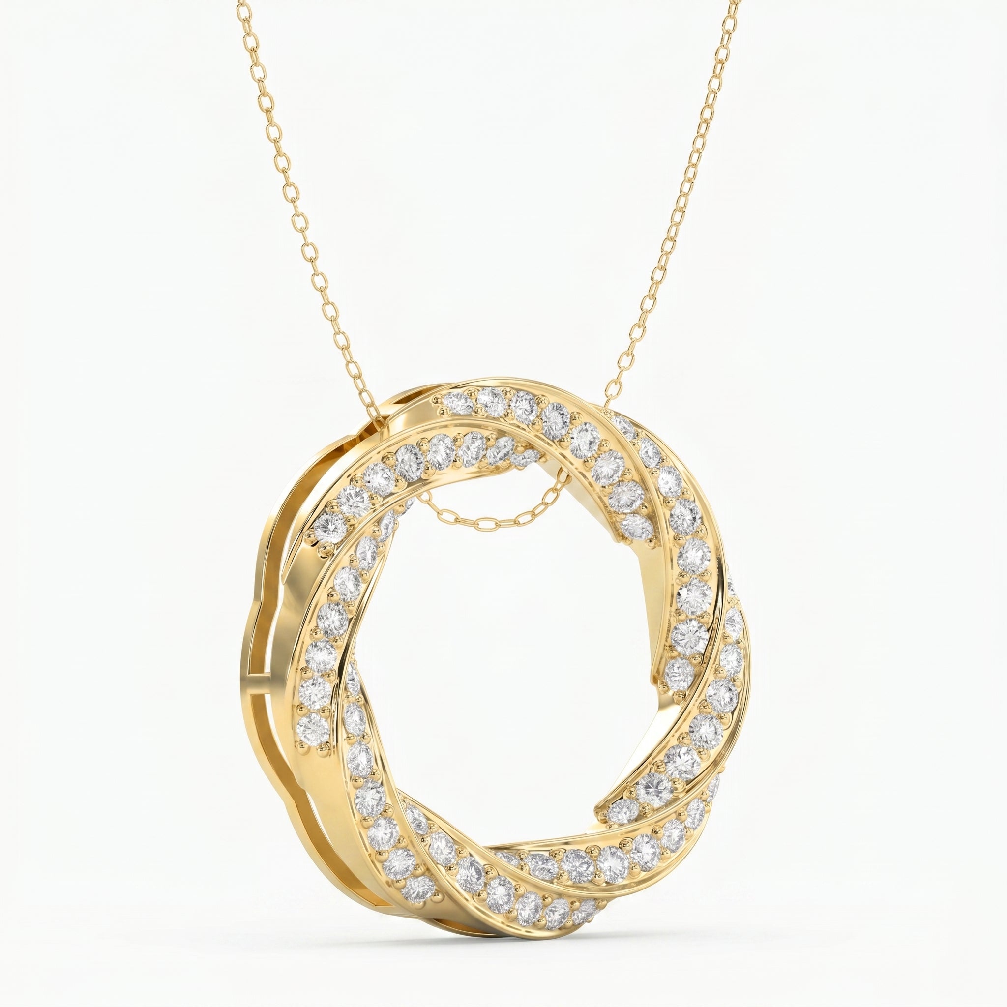 Round Diamond Twisted Circle of Life Fashion Necklace