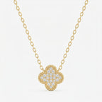 Clover Diamond Heritage Necklace – Pavé Quatrefoil Charm Jewelry