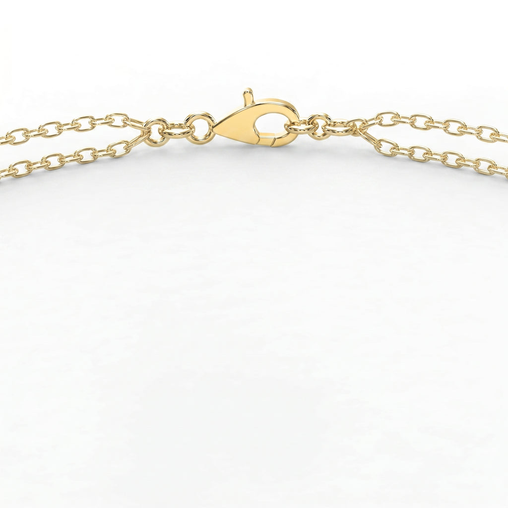 Diamond Bracelet Chain with Emerald Cut Halo Center – Double Chain Elegant Design