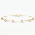Diamond Station Bracelet – Bezel Set Round Diamonds Minimalist Chain Design