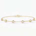 Diamond Station Bracelet – Bezel Set Round Diamonds Minimalist Chain Design