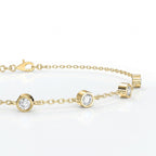 Diamond Station Bracelet – Bezel Set Round Diamonds Minimalist Chain Design