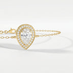 Pear Shape Diamond Halo Chain Bracelet